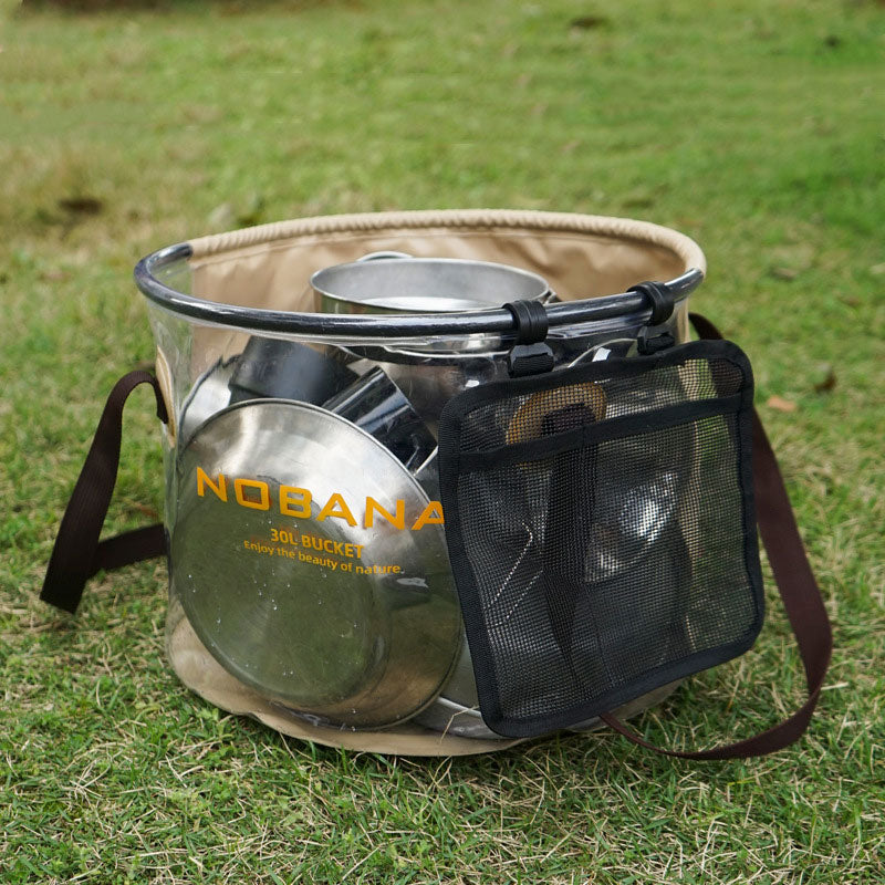 Outdoor folding bucket camping portable barbecue dish washing bucket telescopic fishing bucket - Korvel