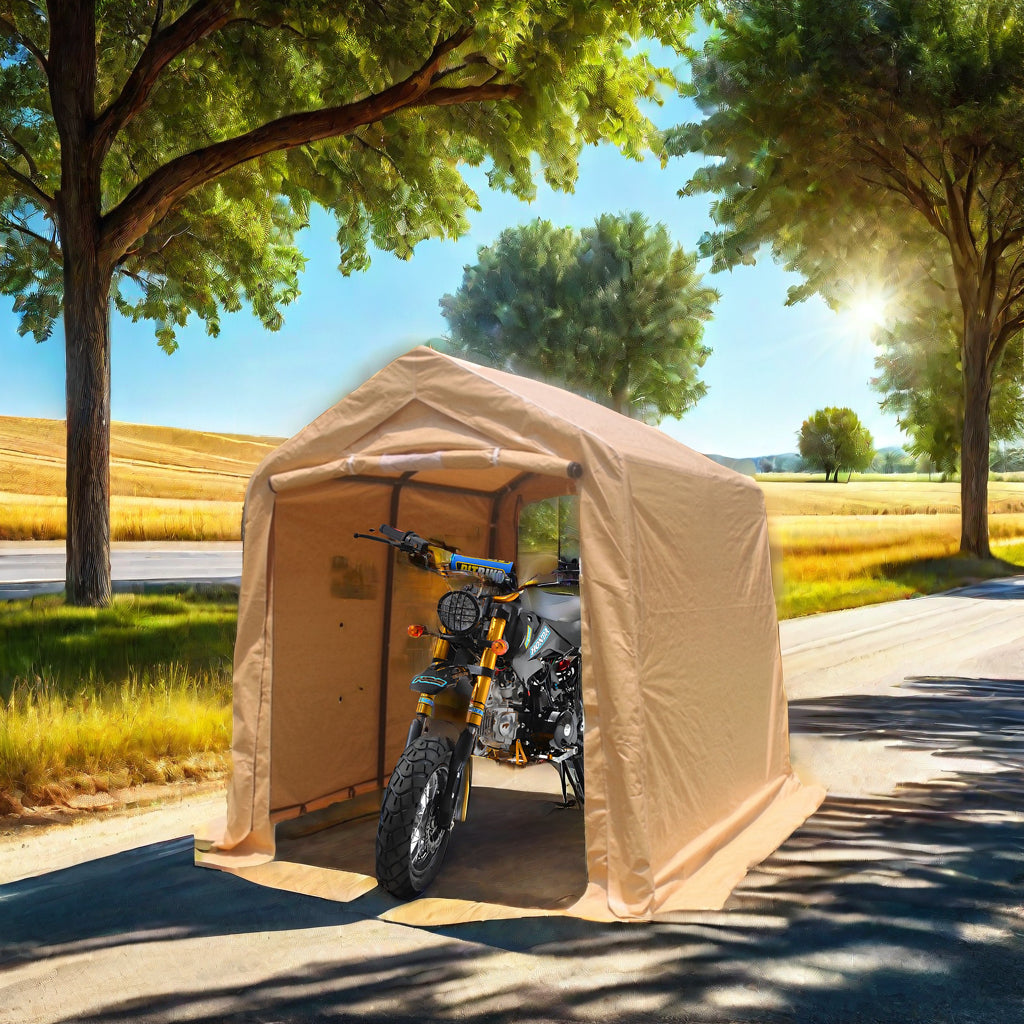 7x12ft Portable Gazebo Storage Shelter with Roll-Up Doors