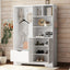 Multi-functional Hall Tree with Storage Shelves Drawers Cabinet Elegant Hallway Shoe Cabinet with Bench Modern Coat Rack White - Korvel