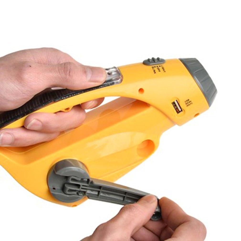 Linterna de manivela LED solar con cargador USB