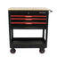 3 DRAWERS MULTIFUNCTIONAL TOOL CART WITH WHEELS AND WOODEN TOP - Korvel