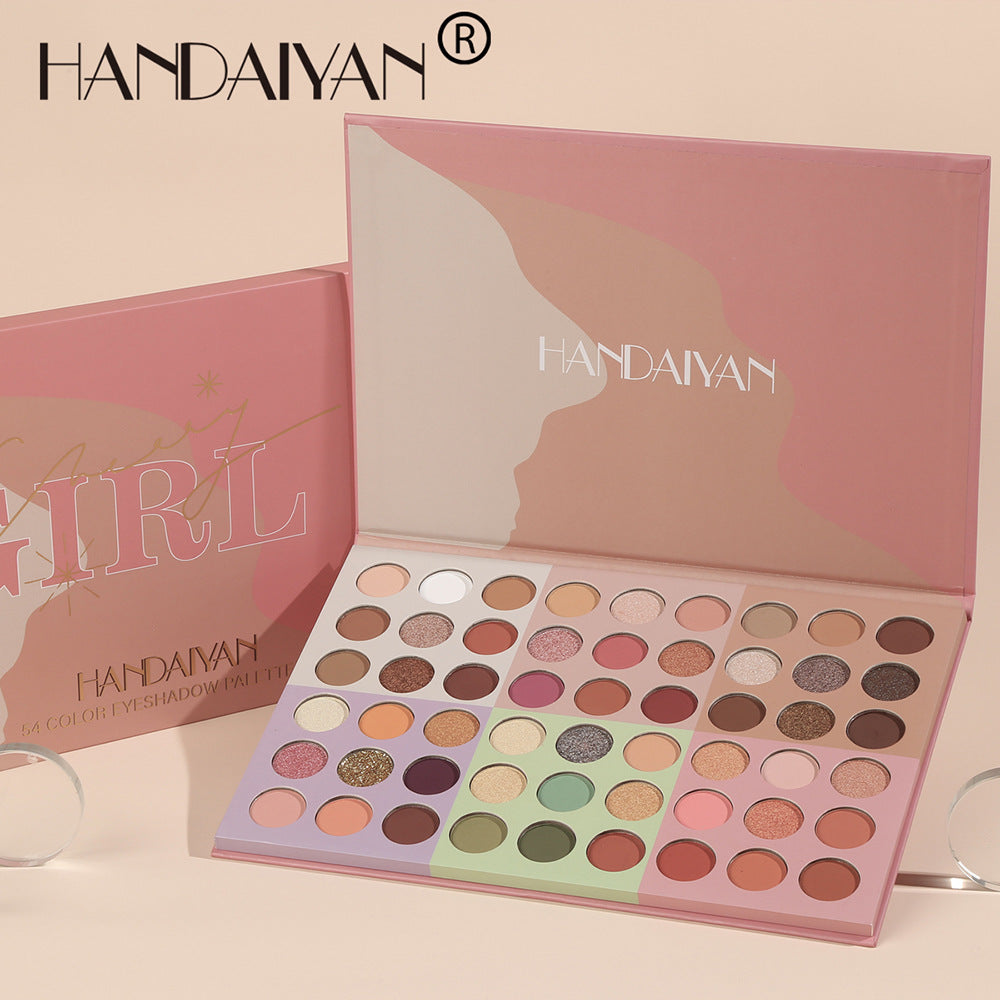 HANDAIYAN Popular 54 Color Eyeshadow Palette Earth Color Pearlescent Matte Glitter Powder Eye Shadow - Korvel