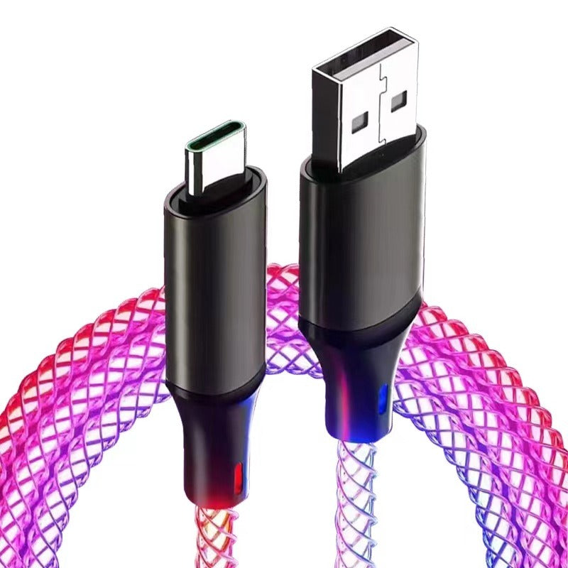 Data cable car luminous breathing gradient PD60W 27W super fast charging suitable for Apple Android Type - Korvel