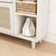 Natural Bohemian style shoe cabinet with 3 rattan flip drawers, 3 square shelves, and 1 storage drawer, white - Korvel
