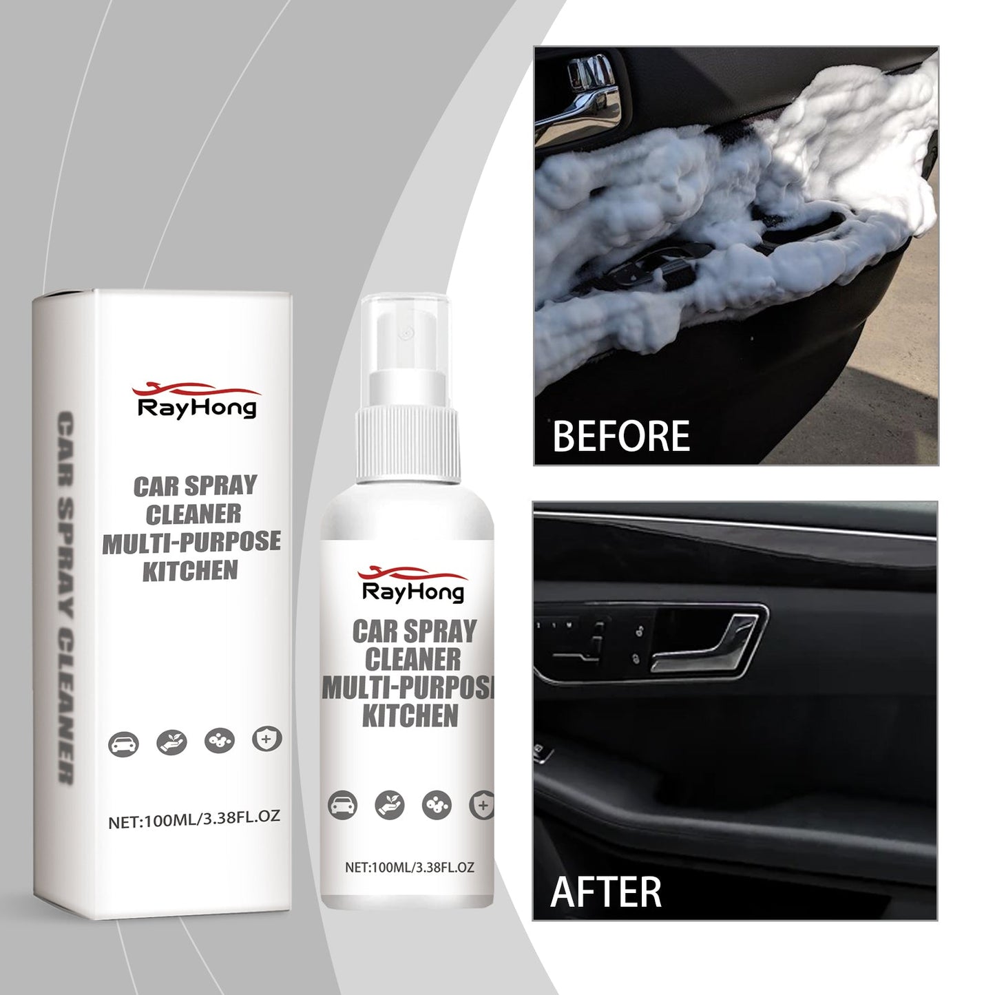 Automotive Spray Cleaner, Automotive Interior Glass Oil Film Decontamination Multi-Functional Foam Cleaner - Korvel