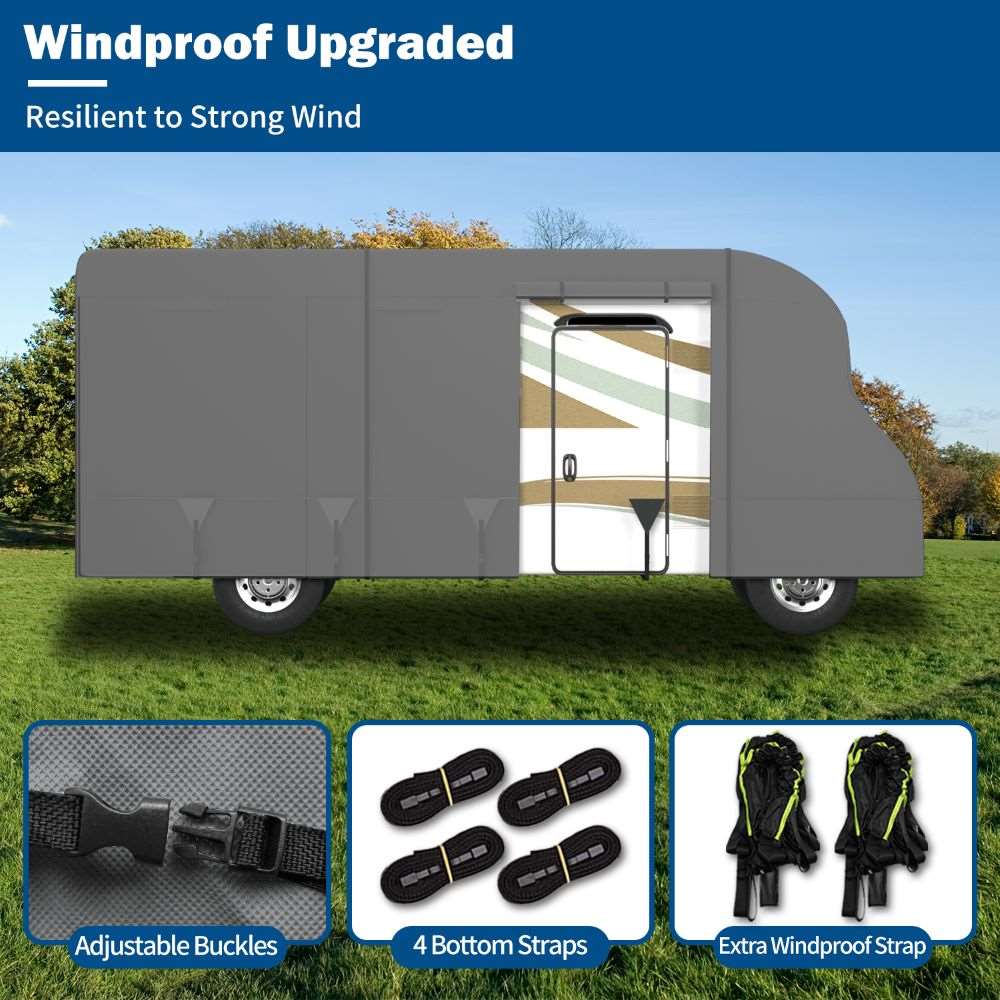 Umbrauto RV Cover Class C Upgraded 7 Layers Anti-UV Top Panel Motorhome Cover，Gray - Korvel
