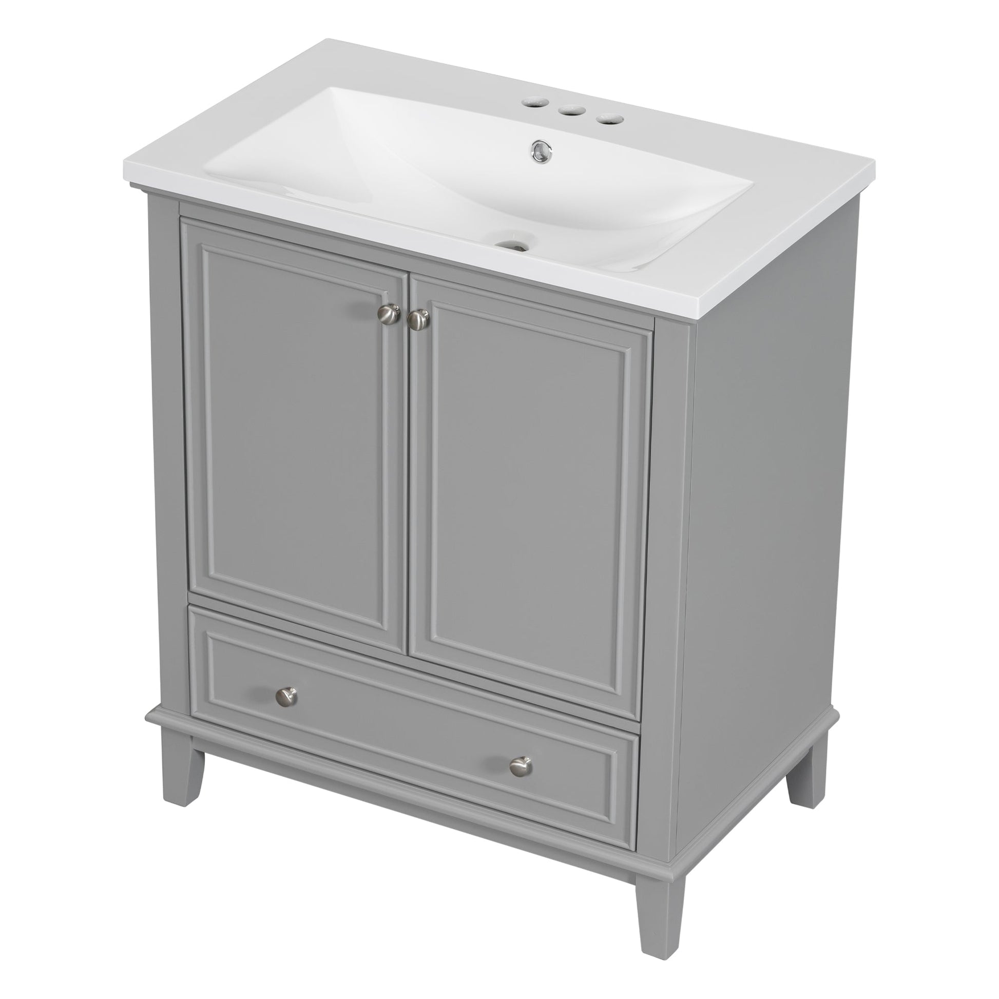 30inchgrey Bathroom Vanity with Sink ComboMulti-functional Bathroom Cabinet with Doors and Drawer Solid Frame and MDF Board - Korvel