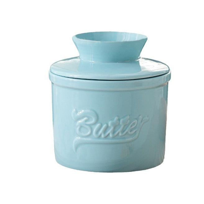 Ceramic yellow oil tank relief red butter storage tank cheese butter dish with lid set - Korvel