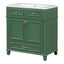30 inch uncovered bathroom vanity with soft closed door, limited to solid wood frame bathroom storage cabinet green - Korvel