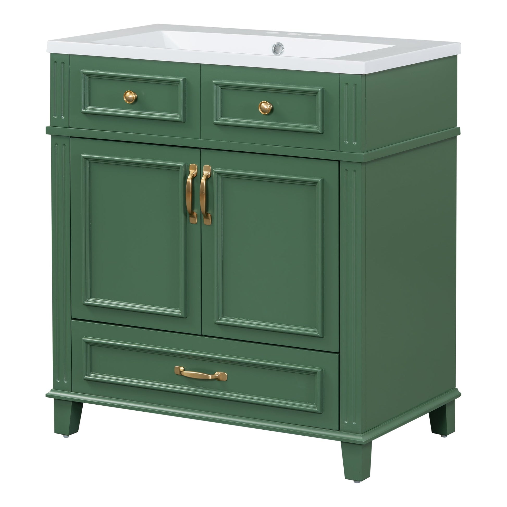 30 inch uncovered bathroom vanity with soft closed door, limited to solid wood frame bathroom storage cabinet green - Korvel