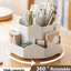 Large capacity rotatable pen holder plastic storage box rotating desktop stationery multifunctional office - Korvel