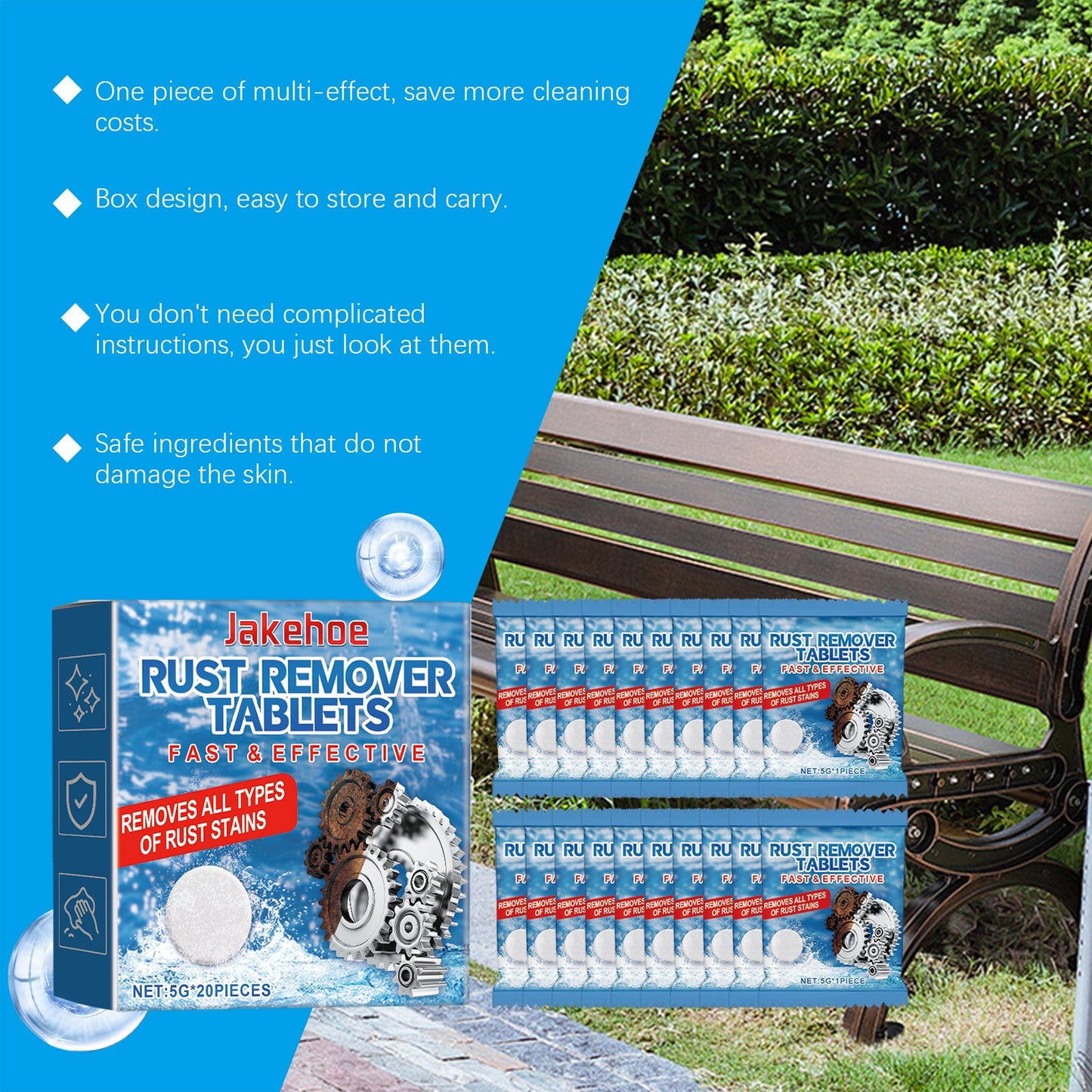 Rust Cleaning Effervescent Tablet, Multi-Effect Decontamination Metal Anti-Rust Home Cleaning Multi-Purpose Effervescent Tablet - Korvel