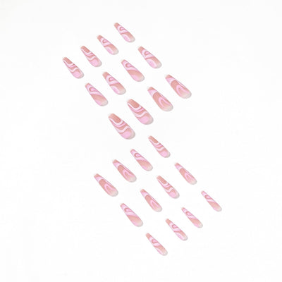 Rose Color Matching Line Press On Nail Fake Nail Patch Wearing Nail Finished Product - Korvel