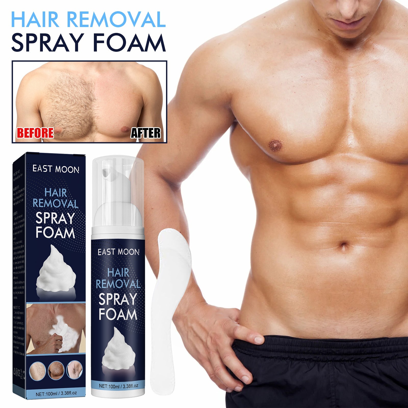 Men's Hair Removal Foam Spray Leg Underarm Chest Hair Gentle Cleansing Quick Hair Removal Spray - Korvel