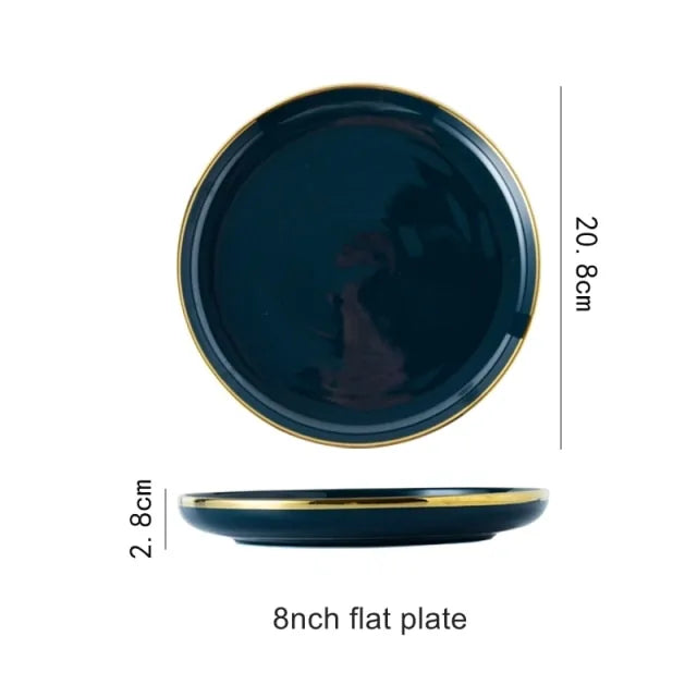 Elegant Blue Porcelain Dinner Plates