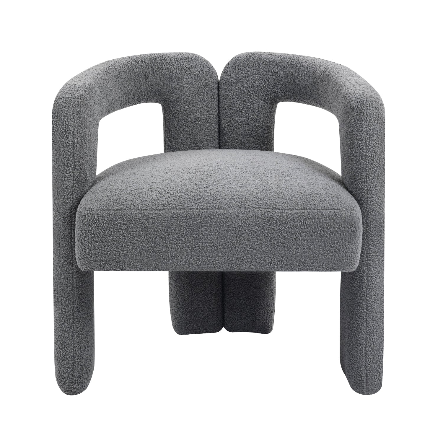 Teddy fabric modern design dining chair,open-Back ,modren kitchen armchair for Dinging Room(GREY) - Korvel