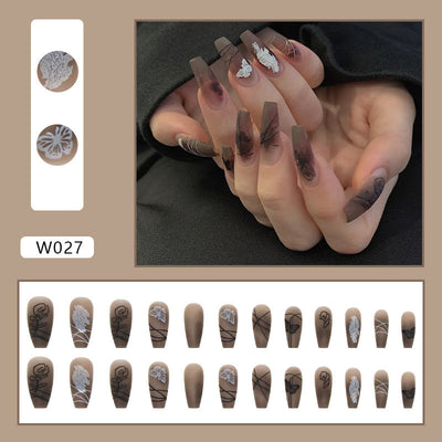 Pièces de faux ongles longs en ballet papillon noir - Élégantes et amovibles