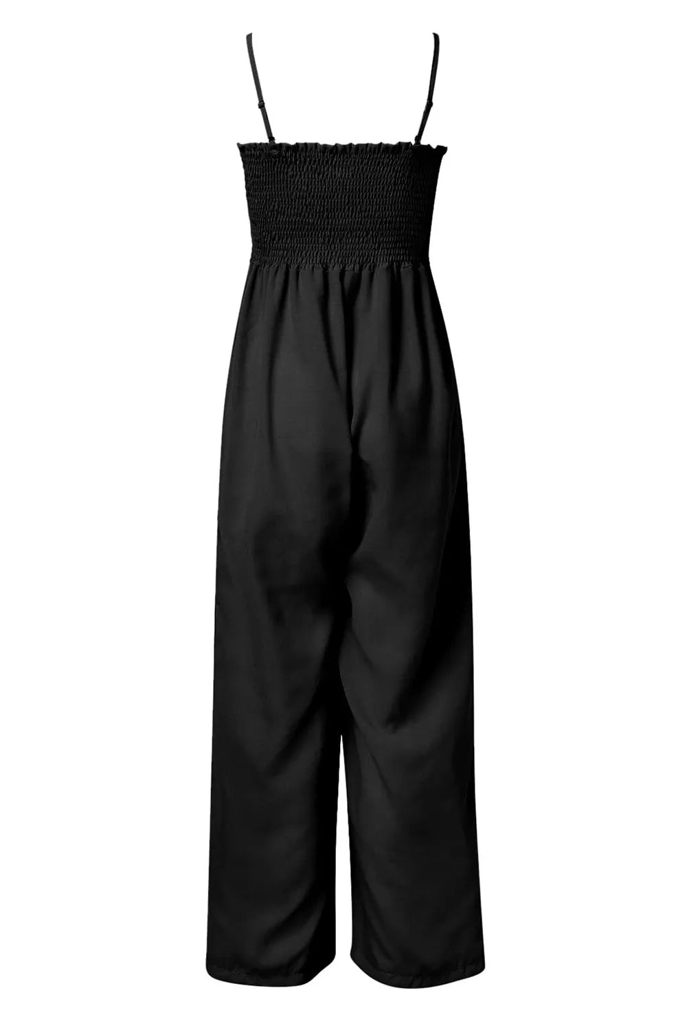 Smocked Spaghetti Strap Wide Leg Jumpsuit - Korvel