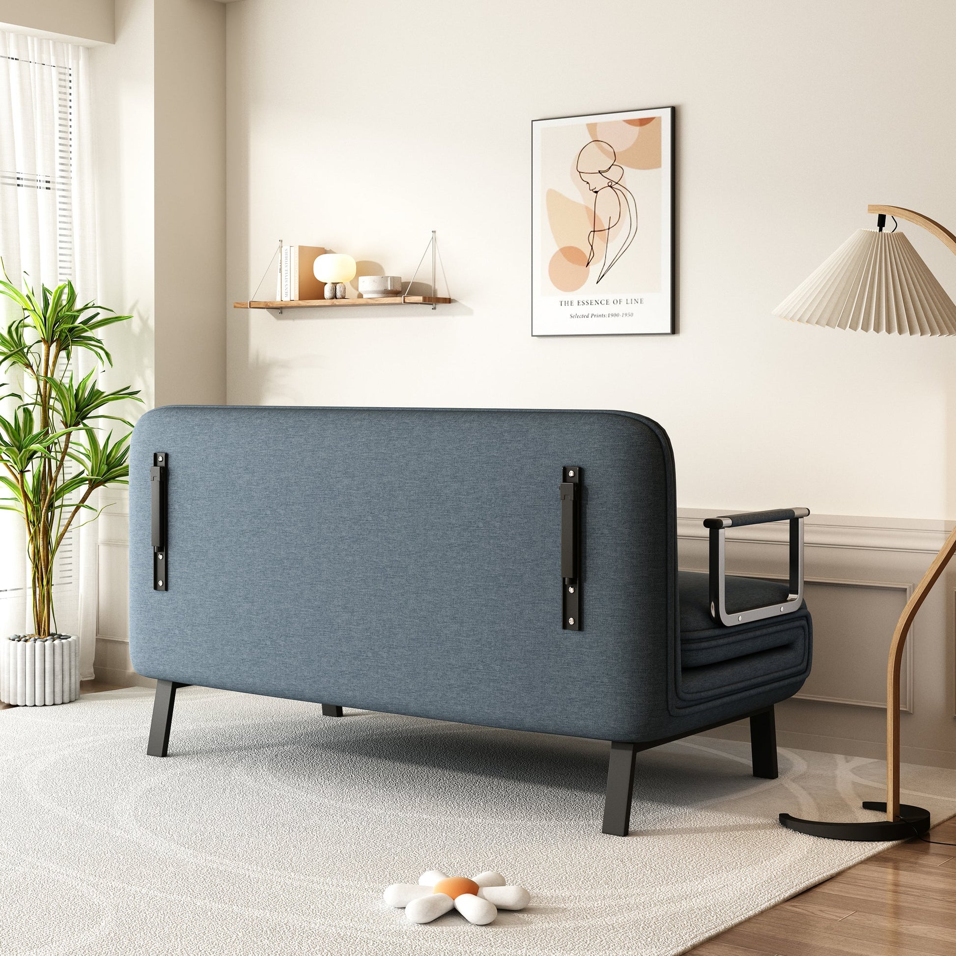 55″ Convertible Chair Bed Tri-Fold Sofa Bed with Adjustable Backrest & Pillow - Korvel