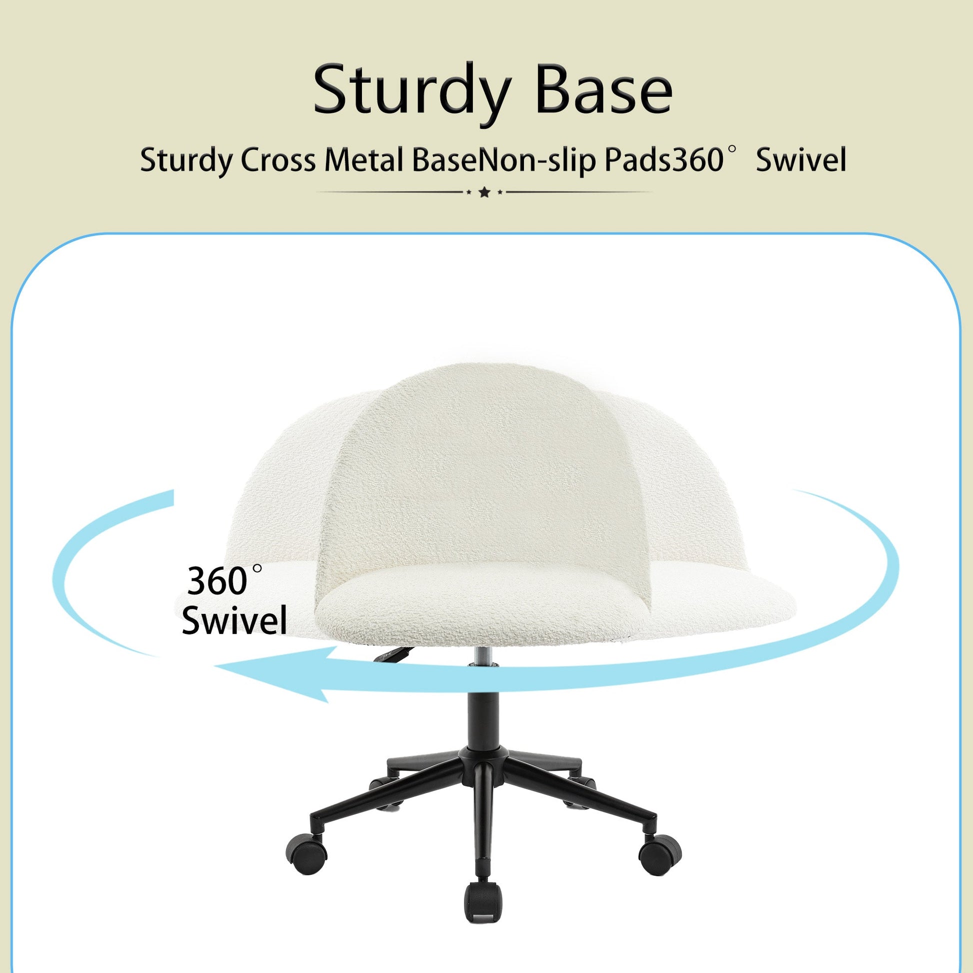 Velvet fabric office chair, mid back adjustable rotating computer chair, black legs, cushioned office chair with wheels ，White - Korvel