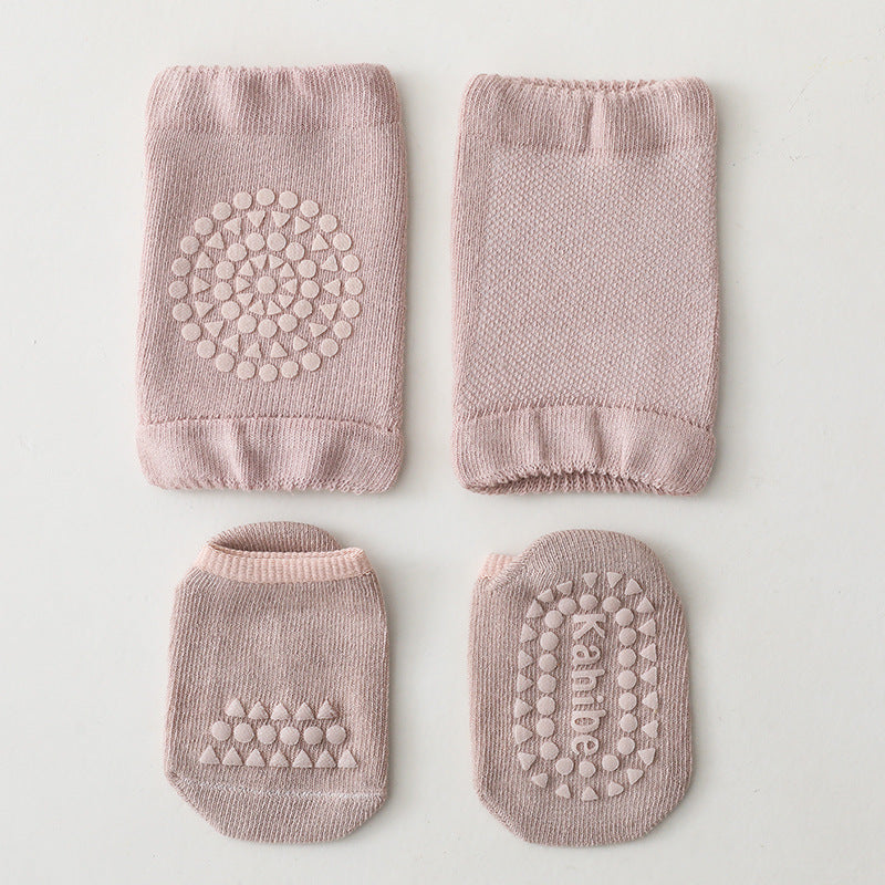 Summer New Knee Pad Socks Set Knee Pad Baby Floor Socks Set Toddler Socks Baby Non-Slip Crawling Sports Protection - Korvel