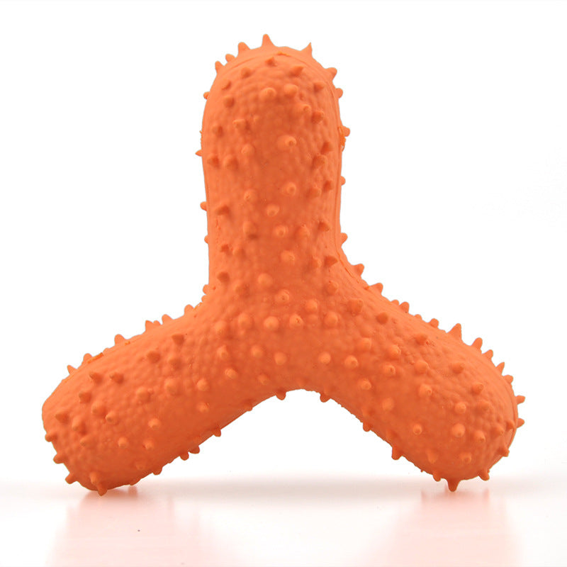 New Pet Latex Toy with Spiked Bone and Four-Corner Square Latex Sound Toy Durable Teeth-Cleaning Dog Toy - Korvel