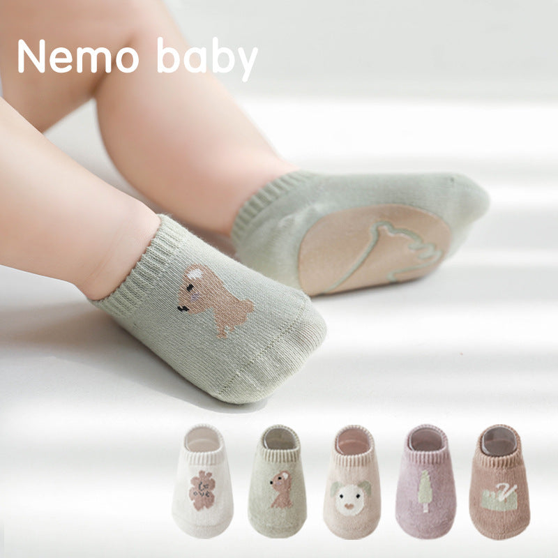 Spring And Summer New Baby Floor Socks Combed Cotton Non-Slip Indoor Cool Children Toddler Socks Cartoon Short Boat Socks - Korvel