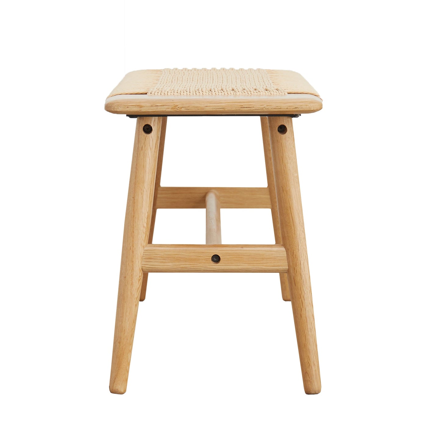Woven Design Natural Oak Wood Backless Dining Bench