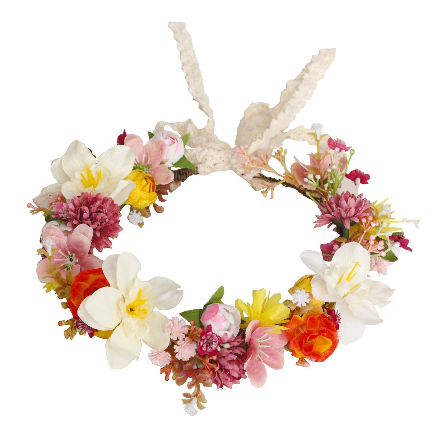 Autumn Flower Wreath Headwear Handmade Fabric Headflower Wedding Headband Bridal Ladies Scenic Photography Flower Wreath - Korvel