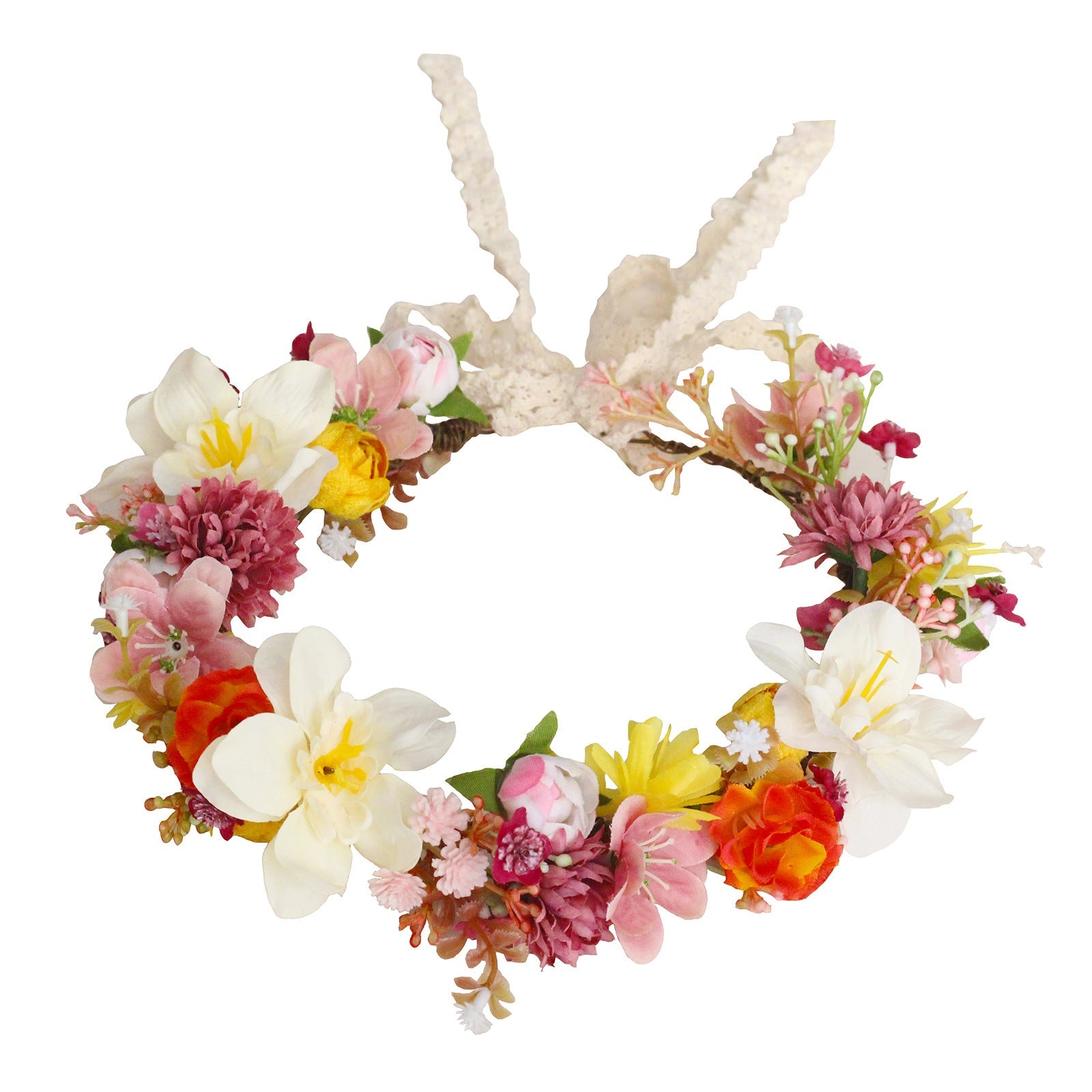 Autumn Flower Wreath Headwear Handmade Fabric Headflower Wedding Headband Bridal Ladies Scenic Photography Flower Wreath - Korvel