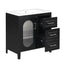 30" Bathroom Vanity with Sink, Bathroom Vanity Cabinet with Two Drawers and Door, Adjustable Shelf, Solid Wood and MDF, Black - Korvel