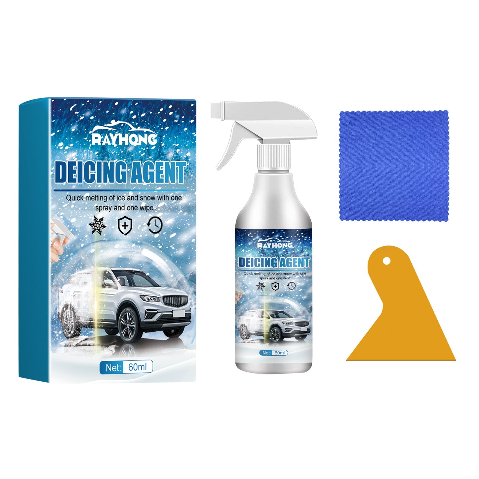 Deicing Agent, Winter Car Glass Fast Melting Snow Remover Front Windshield Snow Repellent - Korvel