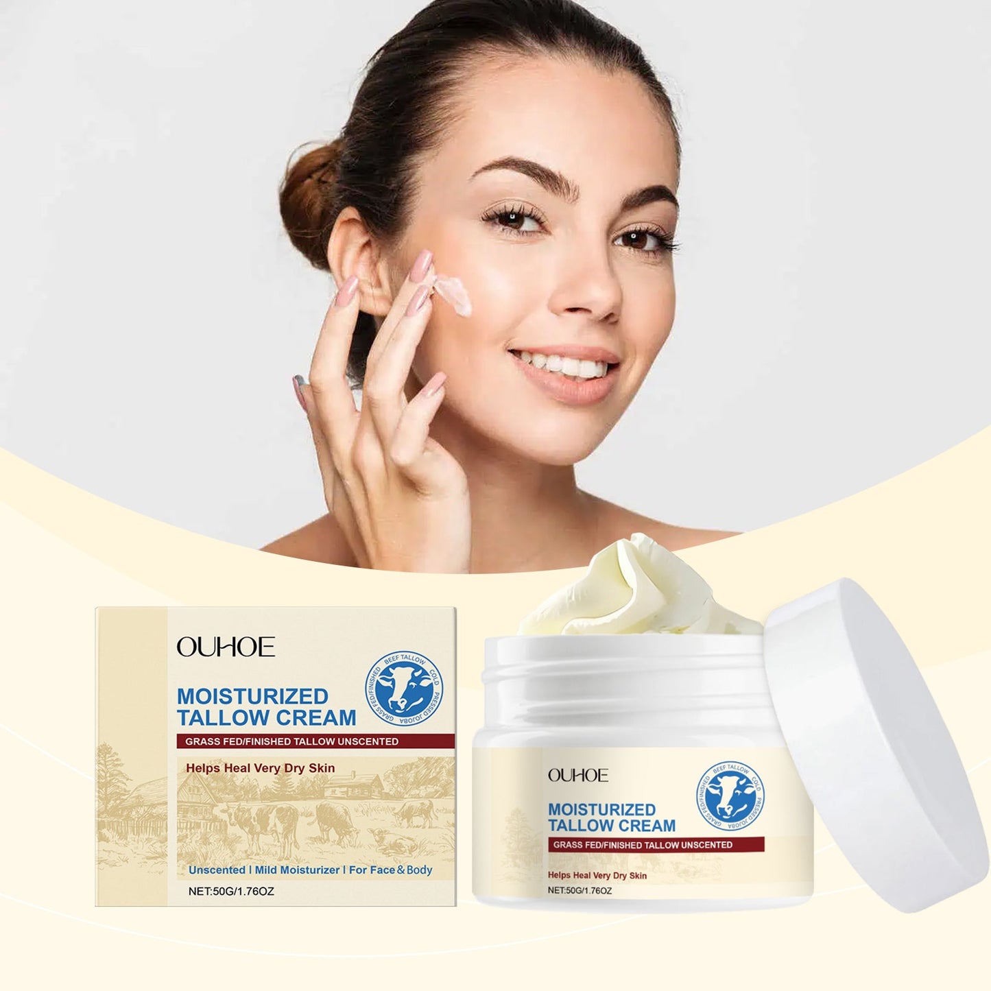 Crème hydratante au suif premium pour peau délicate