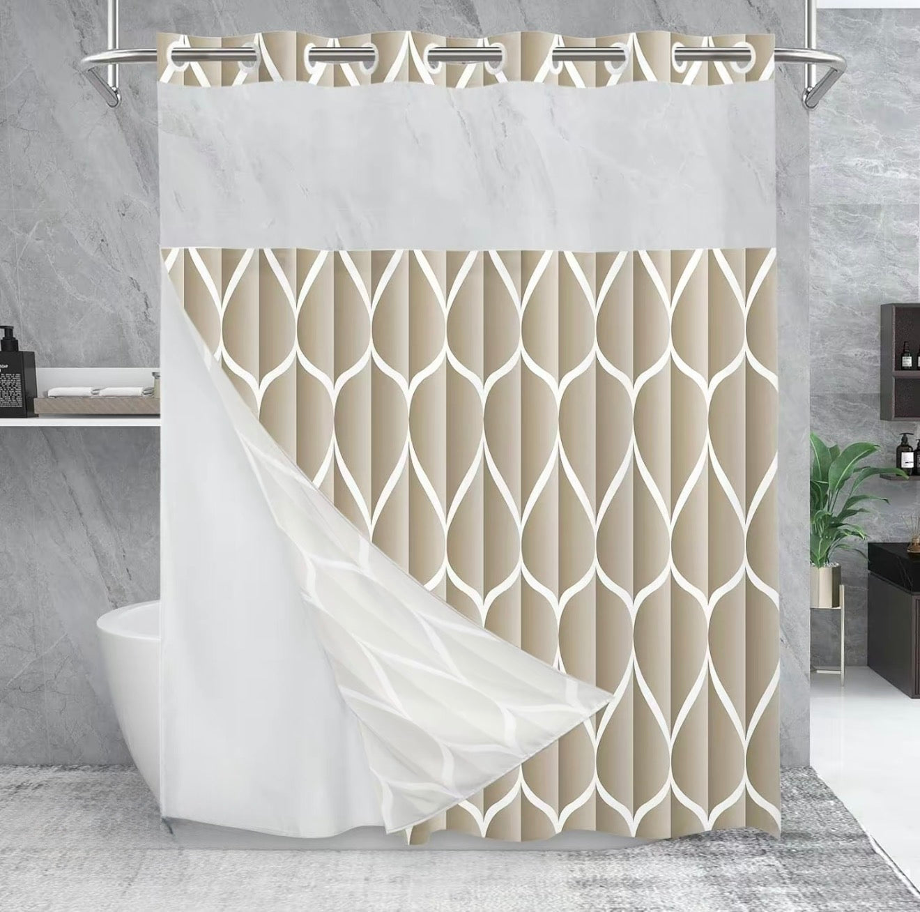 Cortina de Ducha GeoWave - Diseño Moderno y Fácil Cuidado