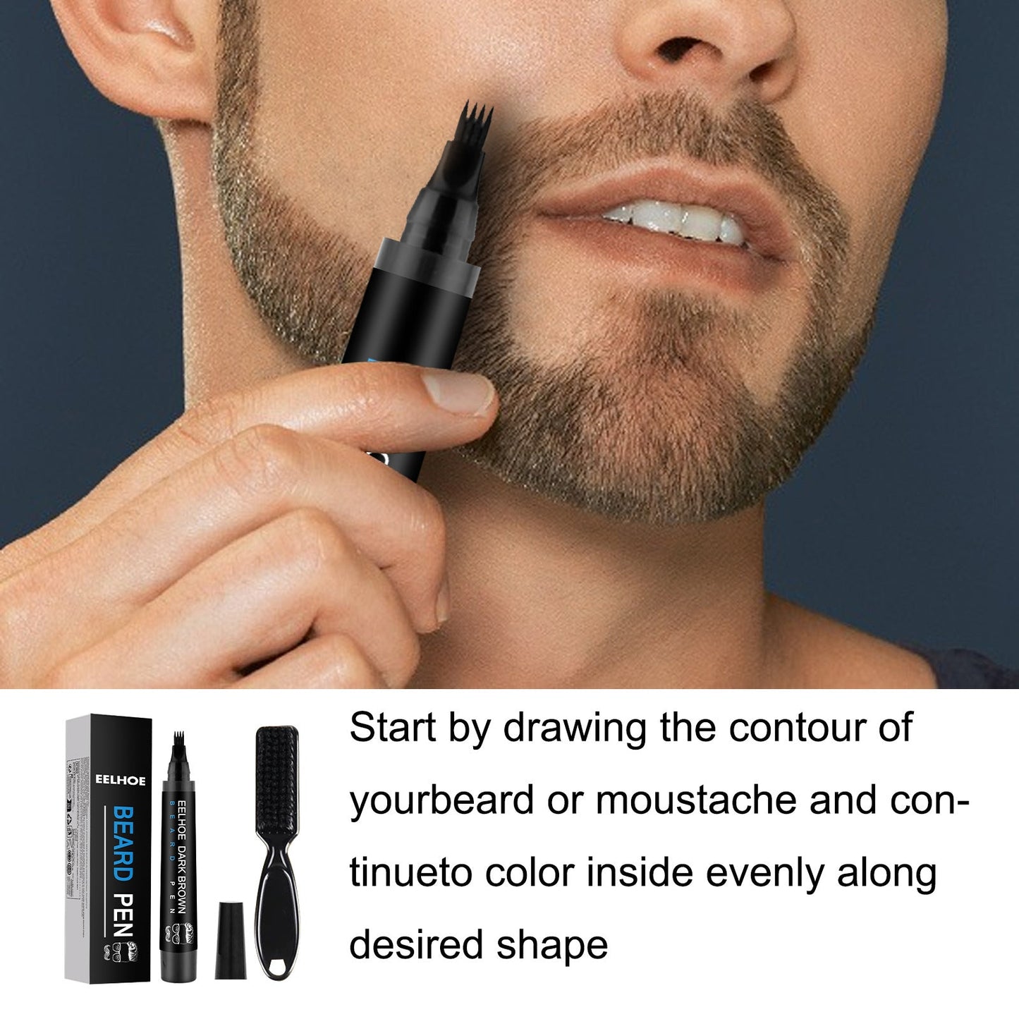 Beard Refill Pen Kit Men's Beard Natural Waterproof Beard Pen Beard Tracing Pen - Korvel