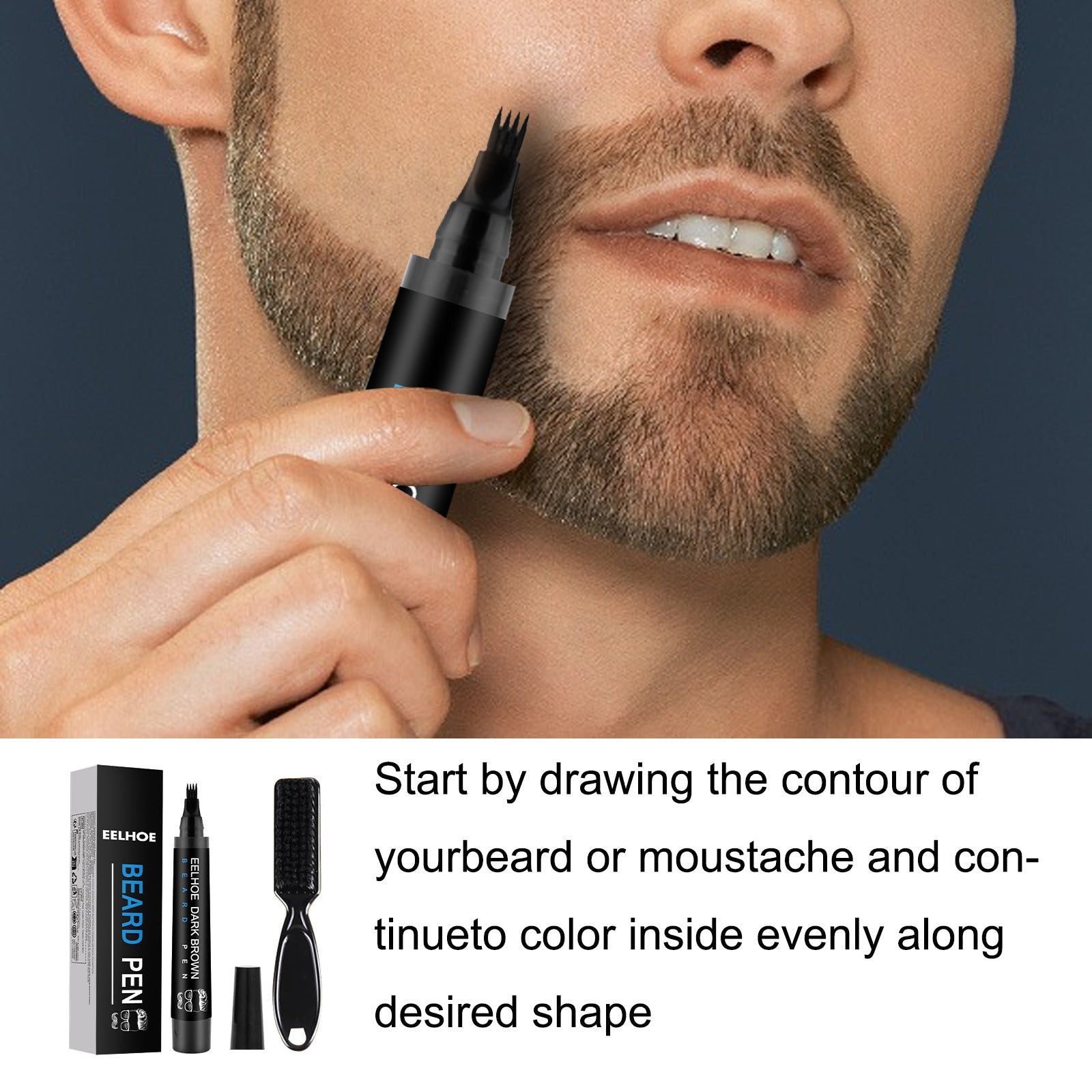 Beard Refill Pen Kit Men's Beard Natural Waterproof Beard Pen Beard Tracing Pen - Korvel