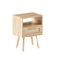 15.75" Rattan End table with drawer and solid wood legs Modern nightstand side table for living room natural - Korvel