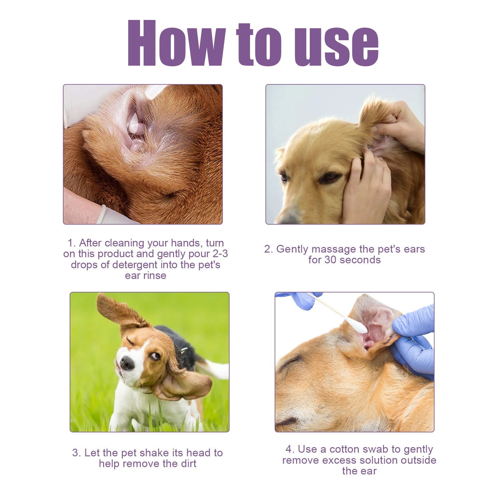 Pet Ear Cleaner, Cats And Dogs Relieves Ear Canal Odors Cleaning Earwax Ear Wash Drops - Korvel