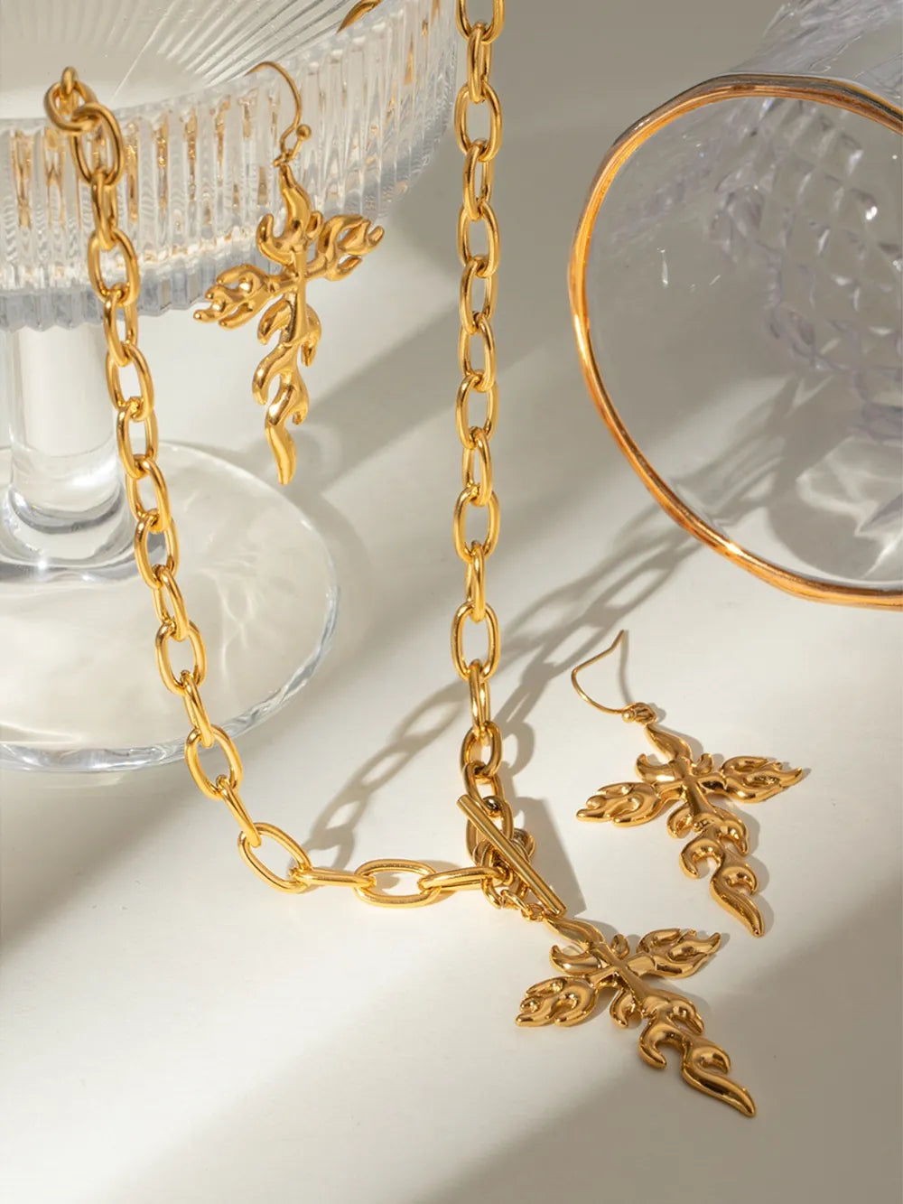 18K Gold-Plated Stainless Steel Cross Necklace - Korvel
