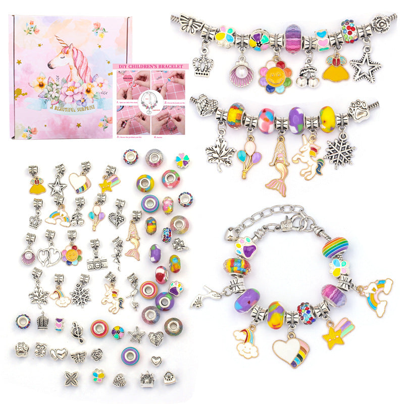 Cartoon Pink Set DIY Handmade Jewelry Children's Bracelet Women's Exquisite Gift Box Gift Bracelet - Korvel