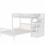 Twin over Full Loft Bed with Staircase,White - Korvel