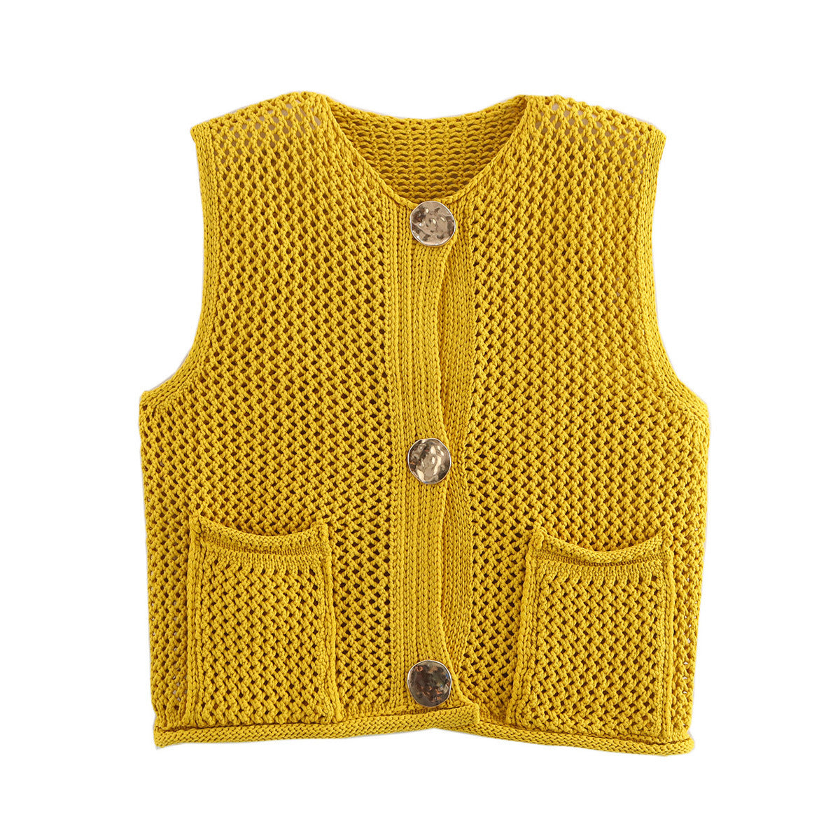 Versatile Crochet Hollow Vest in Solid Colors