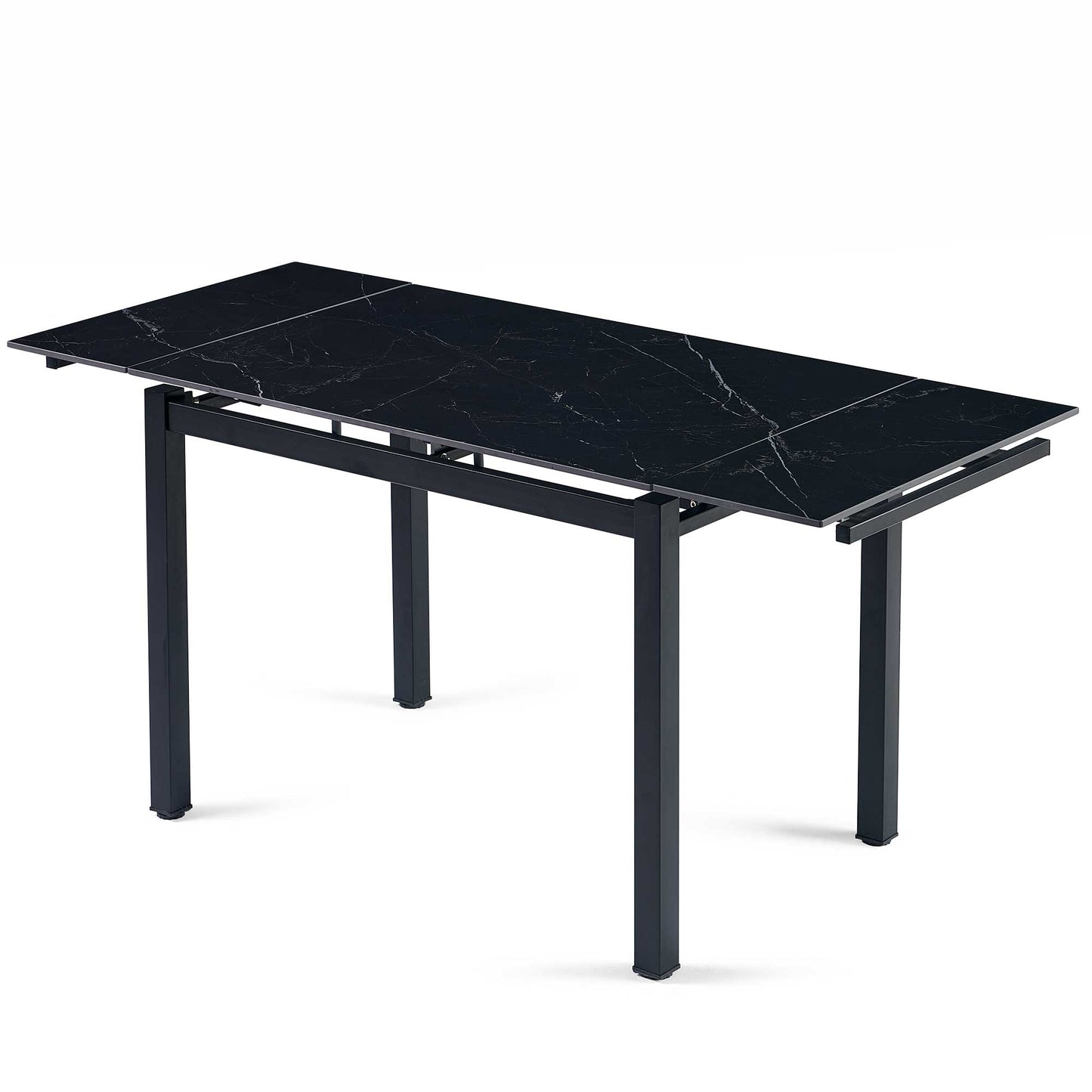 Black Ceramic Expandable Dining Room Table for Small Spaces