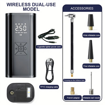 6000mAh Portable Car Air Compressor - 12V Electric Tire Inflator