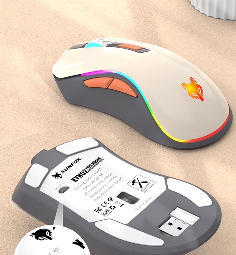 Ratón recargable dual modo Bluetooth 2.4G inalámbrico