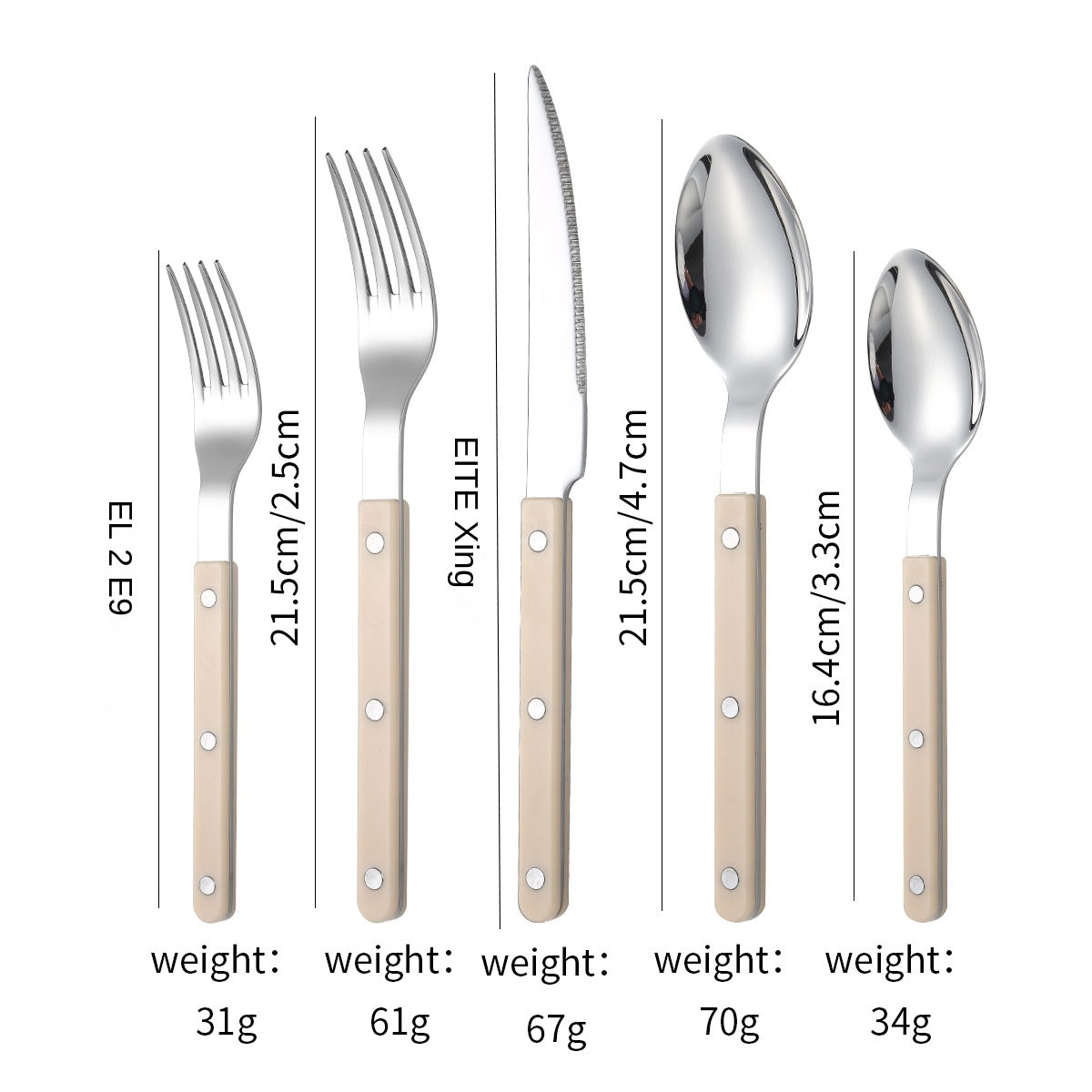 French Rivet ABS Handle Hotel Western Tableware Steak Knife Butter Knife Set - Korvel