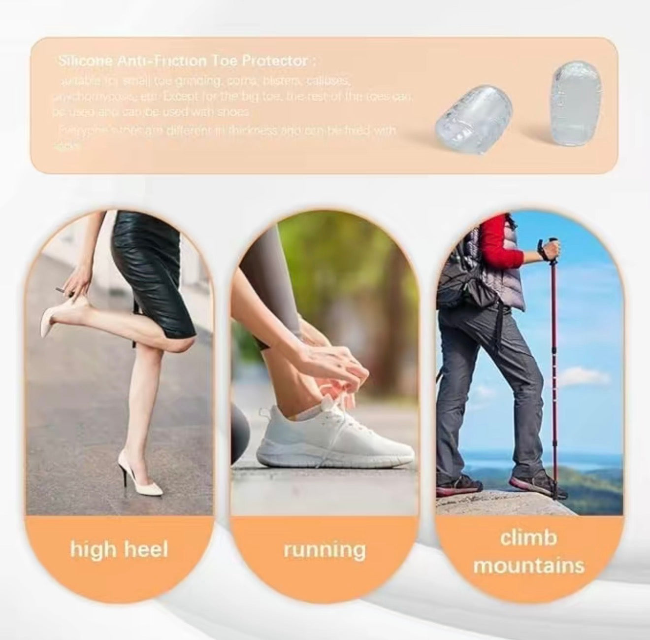 Silicone Gel Toe Caps for Comfort and Protection