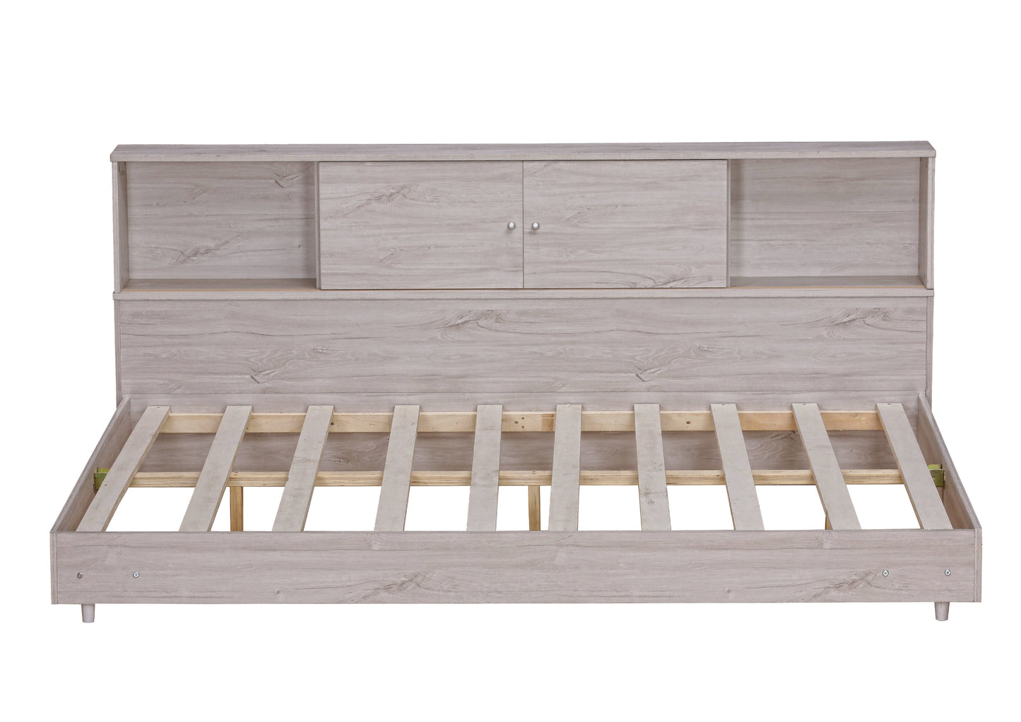 Full Size Daybed Frame with Storage Bookcases - White Oak