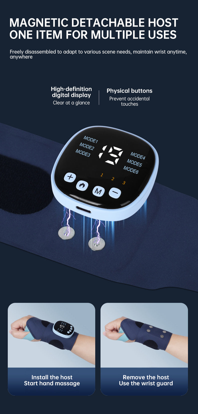 EMS Smart Tendon Sheath Hand Heating Wristband with Hot Compress and Massage Function - Korvel