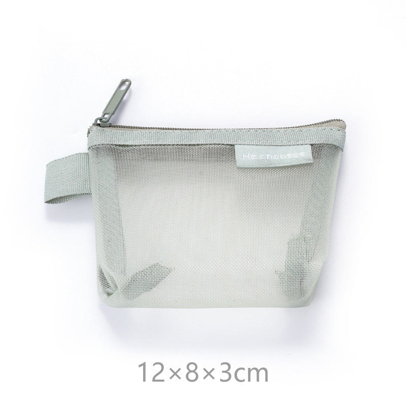 Simple three-dimensional triangle mesh coin key earphone storage bag transparent storage bag - Korvel